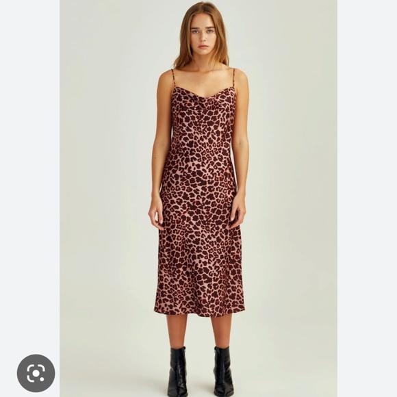 The Fifth Label Dresses & Skirts - the fifth label animal print pink satin midi dress